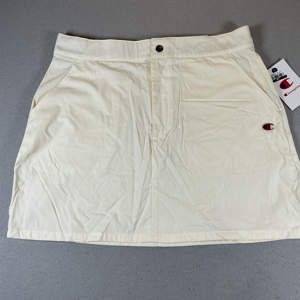 Champion Campus Mini Skirt Women 10 Cream Cotton Utility NWT